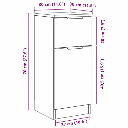 Dressoir 30X30X70 Cm Bewerkt Hout Kleurig 1 Zwart eiken