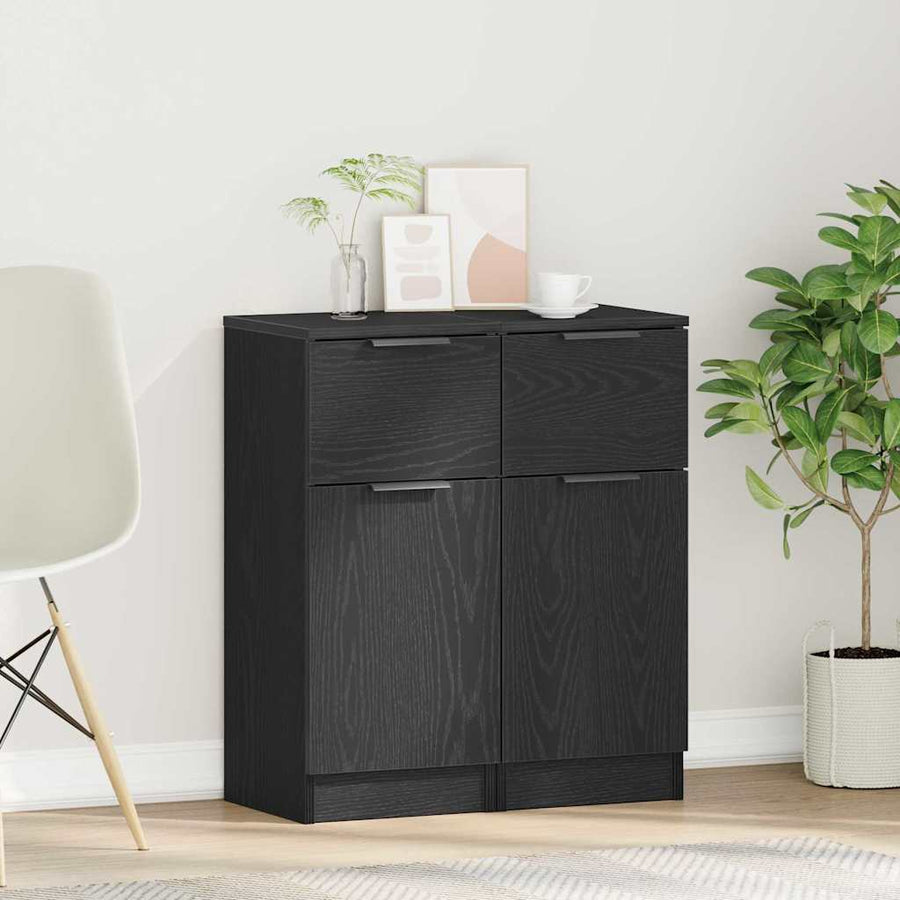 Dressoir 30X30X70 Cm Mdf Kleurig 2 Zwart eiken