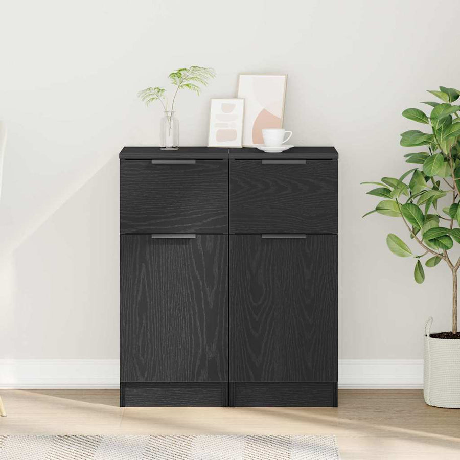 Dressoir 30X30X70 Cm Mdf Kleurig 2 Zwart eiken