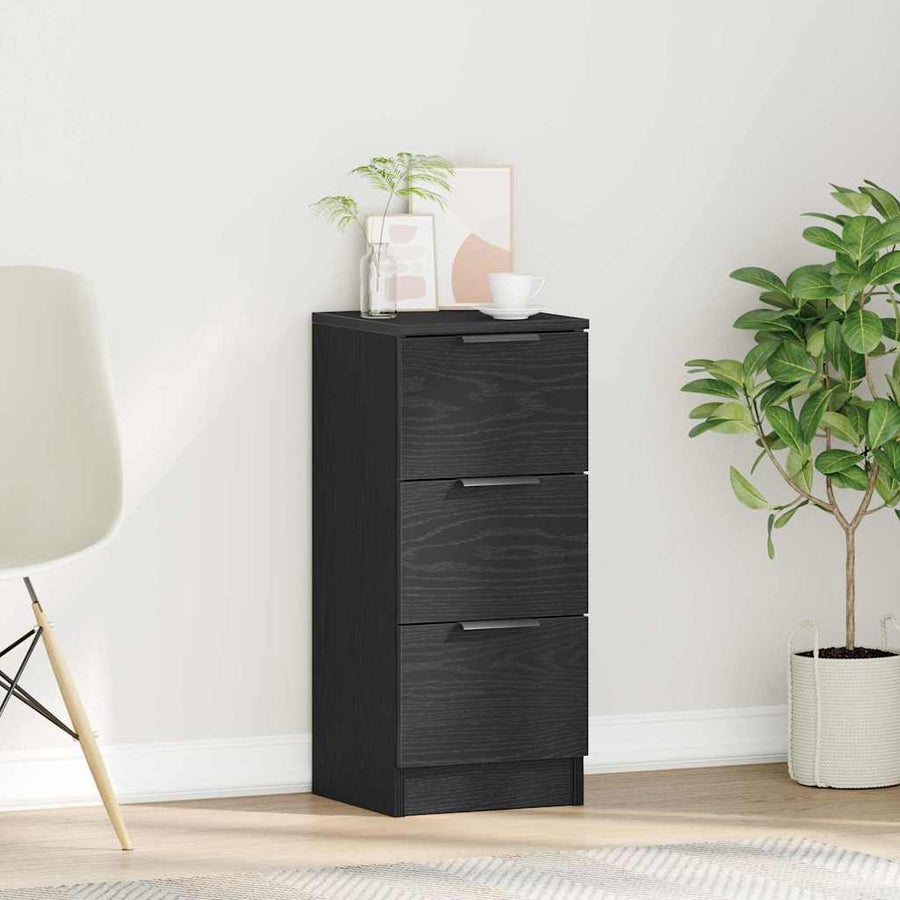 Dressoir met lade Zwart Eiken 30 x 30 x 70 cm Bewerkt hout