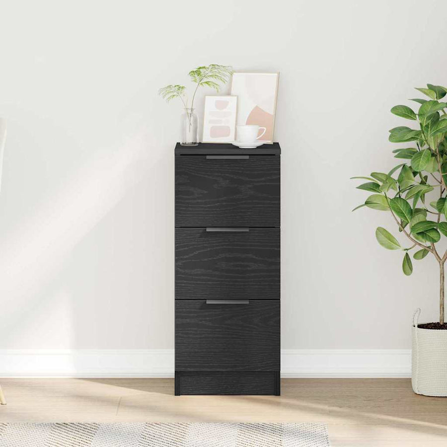 Dressoir met lade Zwart Eiken 30 x 30 x 70 cm Bewerkt hout