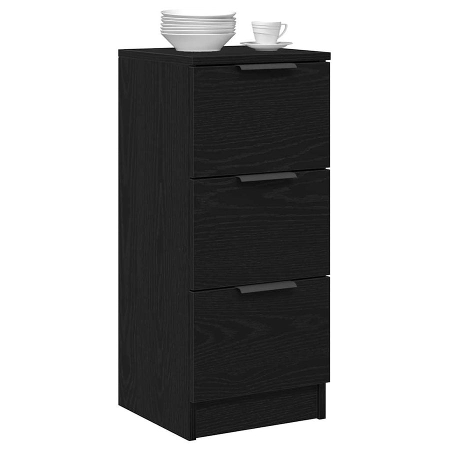 Dressoir met lade Zwart Eiken 30 x 30 x 70 cm Bewerkt hout
