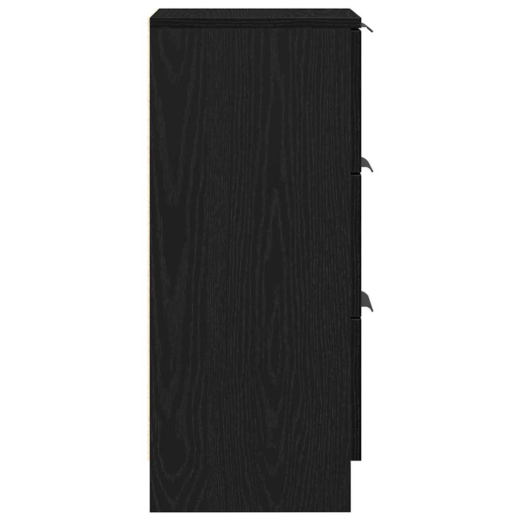 Dressoir met lade Zwart Eiken 30 x 30 x 70 cm Bewerkt hout