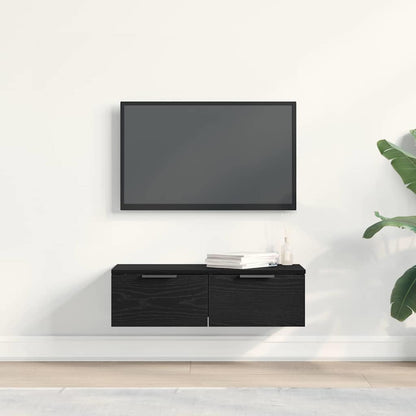 Wandkast met lade Zwart Eiken 68 x 30 x 20 cm Bewerkt hout