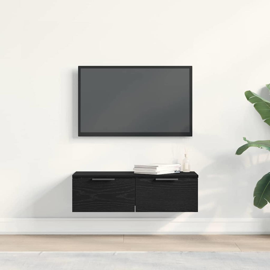 Wandkast met lade Zwart Eiken 68 x 30 x 20 cm Bewerkt hout