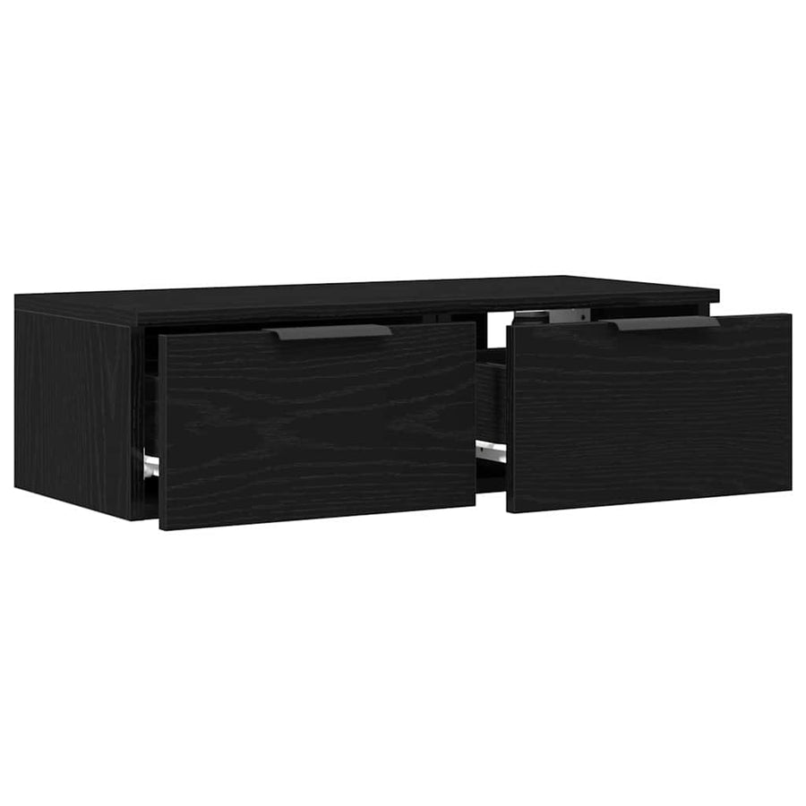 Wandkast met lade Zwart Eiken 68 x 30 x 20 cm Bewerkt hout