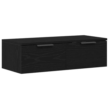 Wandkast met lade Zwart Eiken 68 x 30 x 20 cm Bewerkt hout