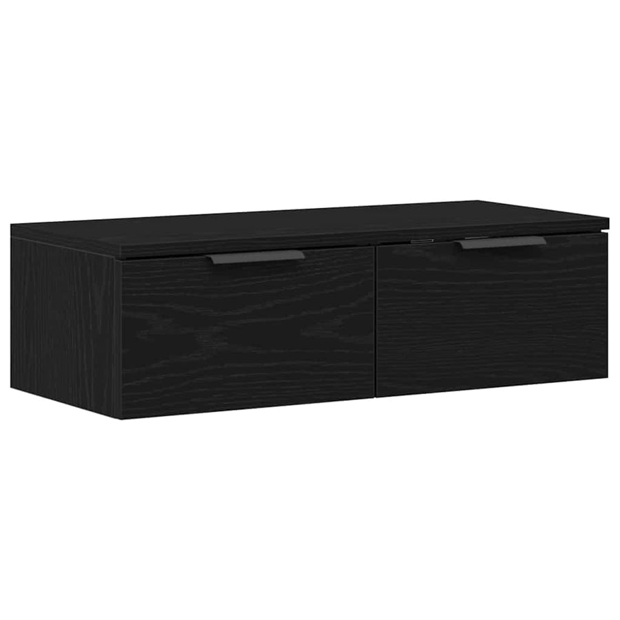 Wandkast met lade Zwart Eiken 68 x 30 x 20 cm Bewerkt hout