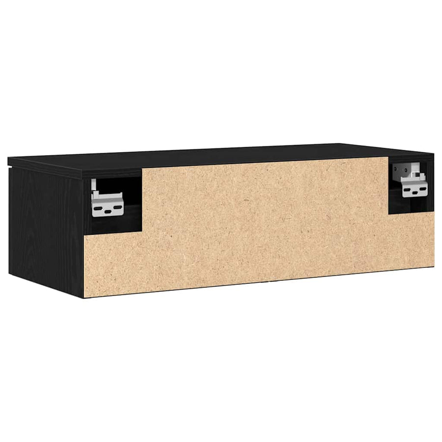 Wandkast met lade Zwart Eiken 68 x 30 x 20 cm Bewerkt hout