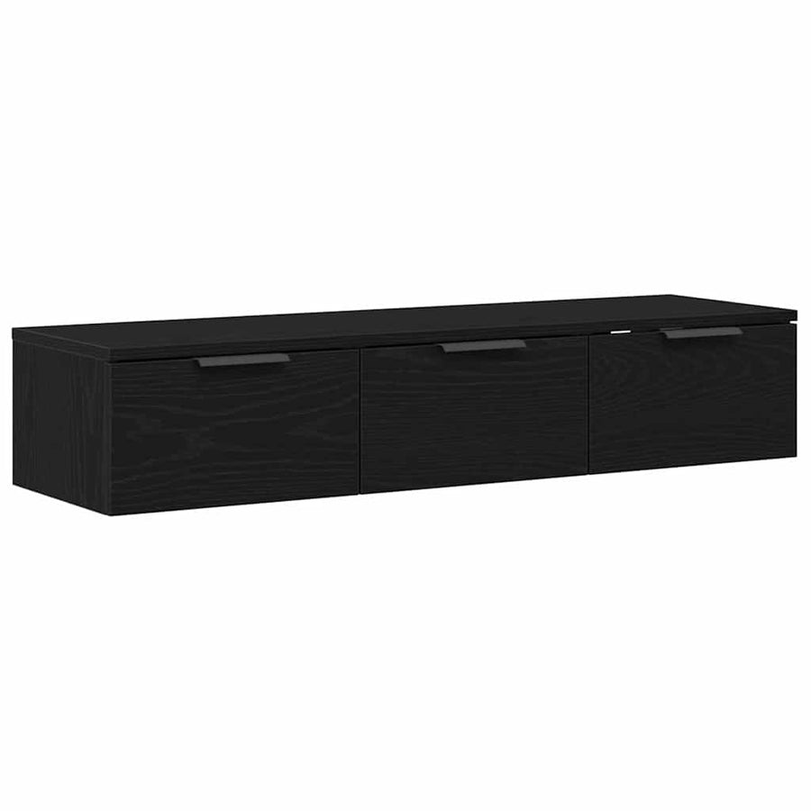Wandkast met lade Zwart Eiken 102 x 30 x 20 cm Bewerkt hout