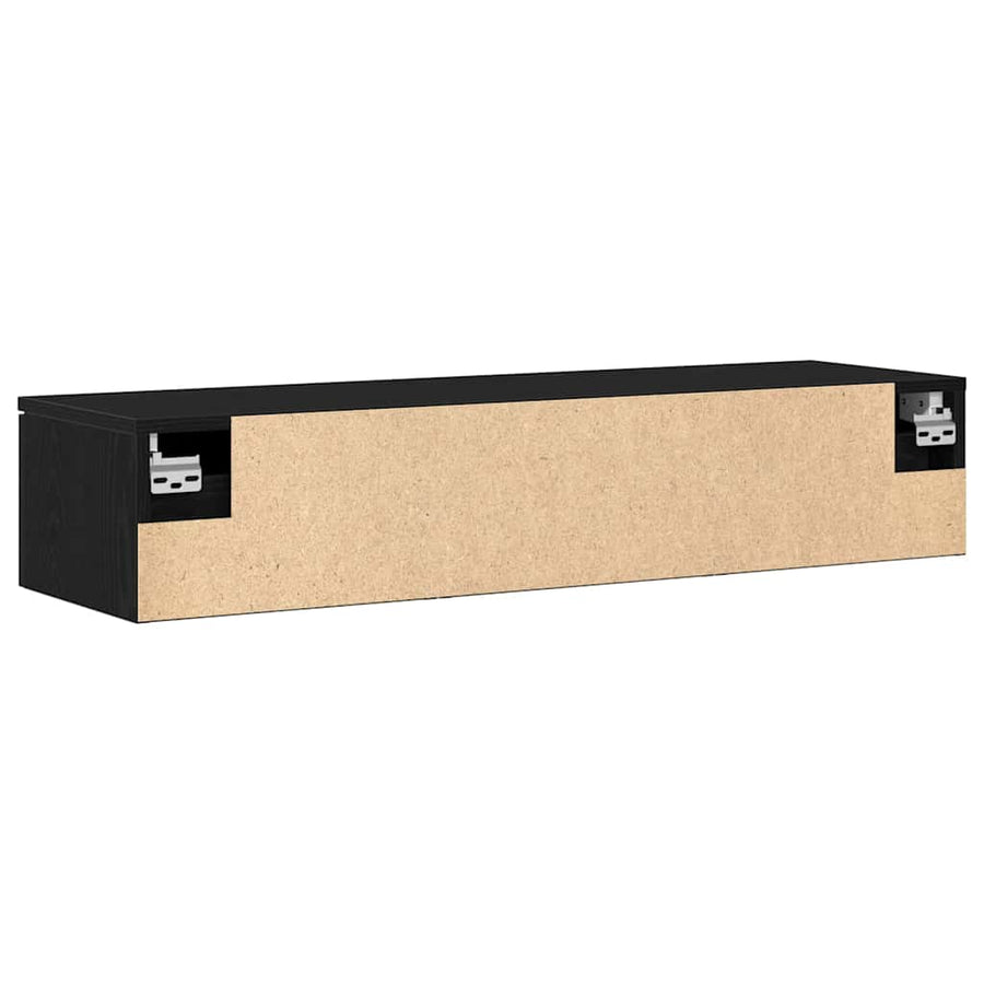 Wandkast met lade Zwart Eiken 102 x 30 x 20 cm Bewerkt hout
