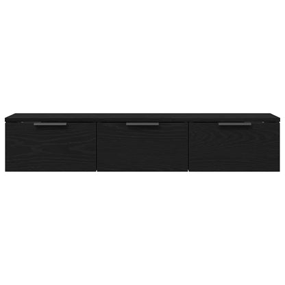 Wandkast met lade Zwart Eiken 102 x 30 x 20 cm Bewerkt hout