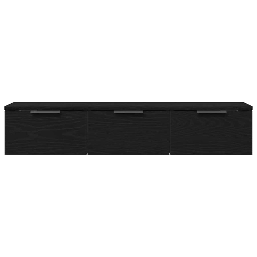Wandkast met lade Zwart Eiken 102 x 30 x 20 cm Bewerkt hout