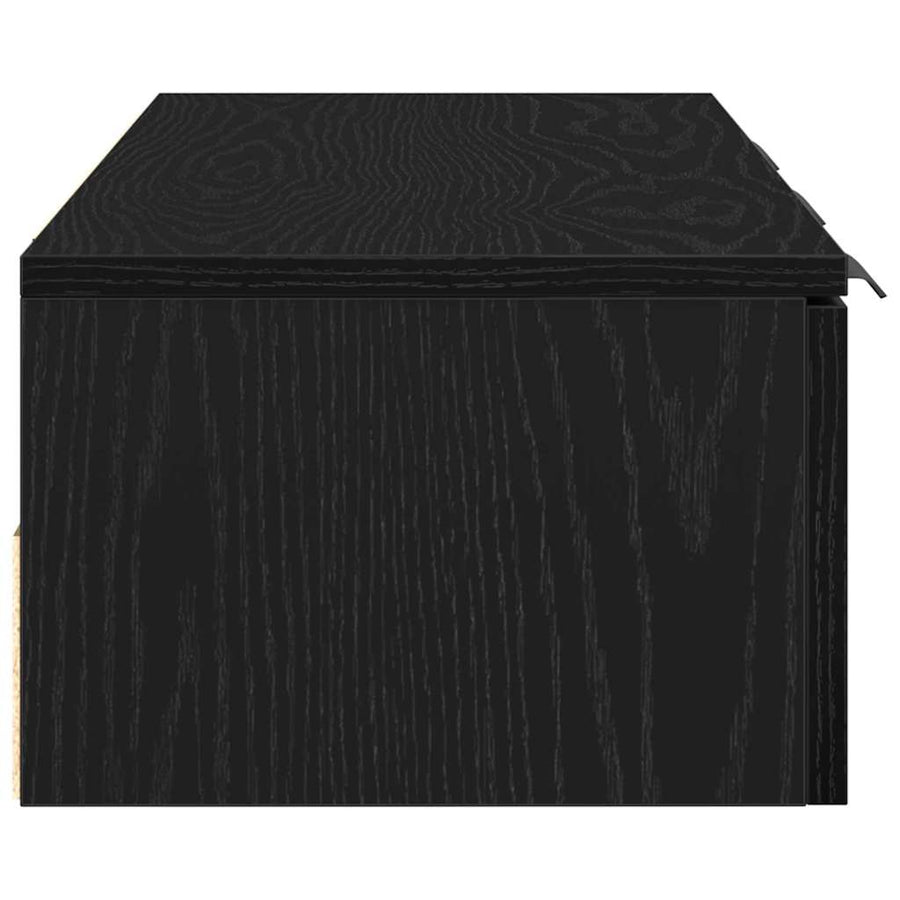 Wandkast met lade Zwart Eiken 102 x 30 x 20 cm Bewerkt hout