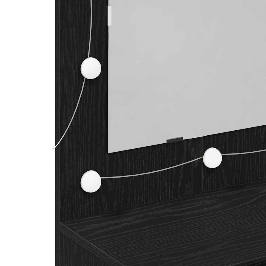 Spiegelkast Zwart Eiken 90 x 31,5 x 62 cm Bewerkt hout