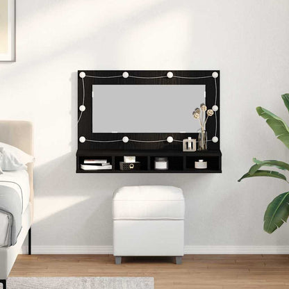 Spiegelkast Zwart Eiken 90 x 31,5 x 62 cm Bewerkt hout