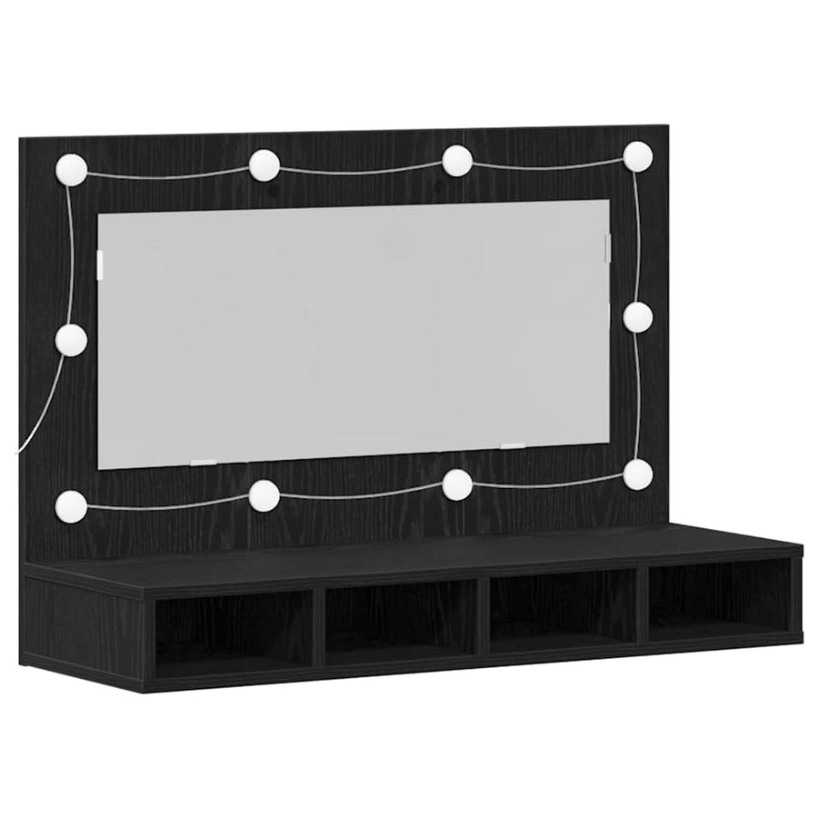 Spiegelkast Zwart Eiken 90 x 31,5 x 62 cm Bewerkt hout