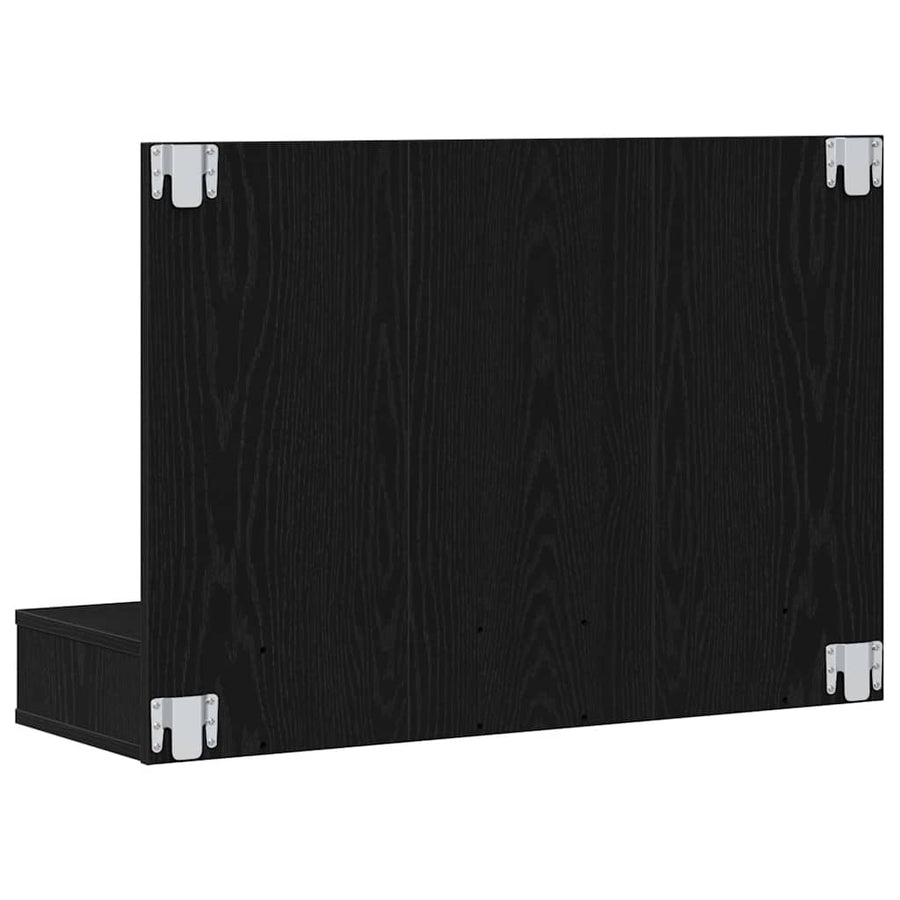 Spiegelkast Zwart Eiken 90 x 31,5 x 62 cm Bewerkt hout