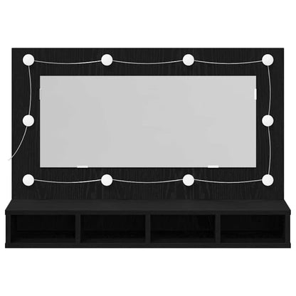 Spiegelkast Zwart Eiken 90 x 31,5 x 62 cm Bewerkt hout