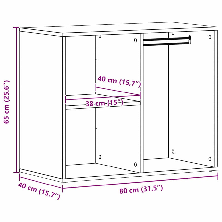 Cosmetiek kast Zwart Eiken 80 x 40 x 65 cm Bewerkt hout