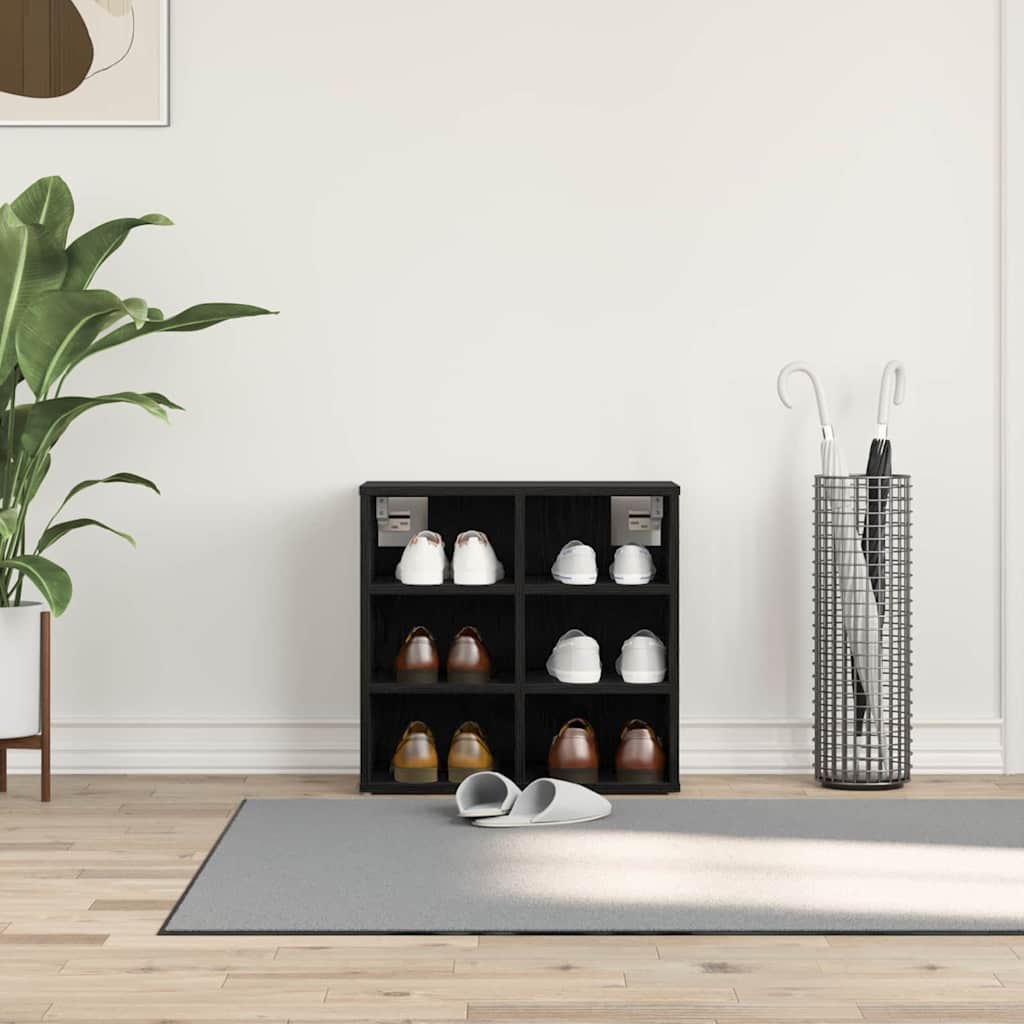 Schoenenkast Zwart Eiken 52 x 30 x 50,5 cm Bewerkt hout
