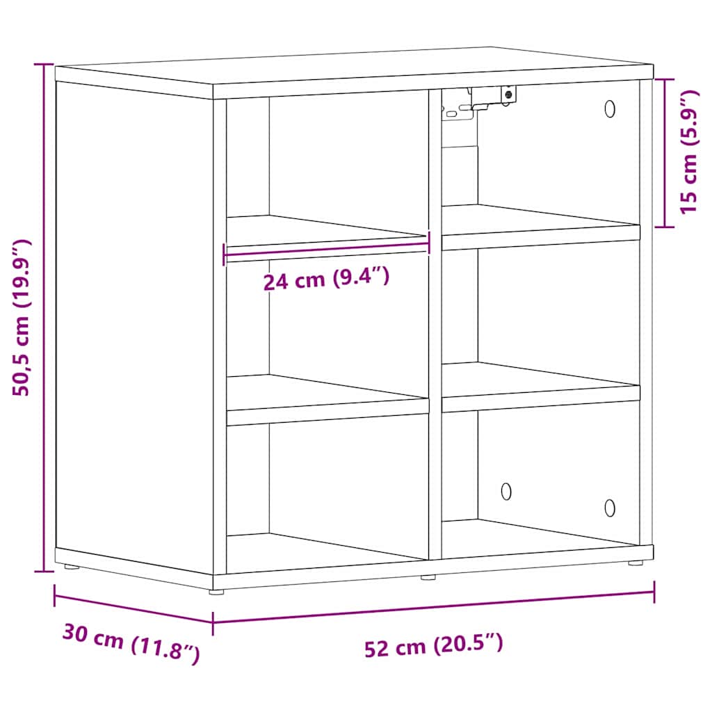 Schoenenkast 2 pcs Zwart Eiken 52 x 30 x 50,5 cm Bewerkt hout