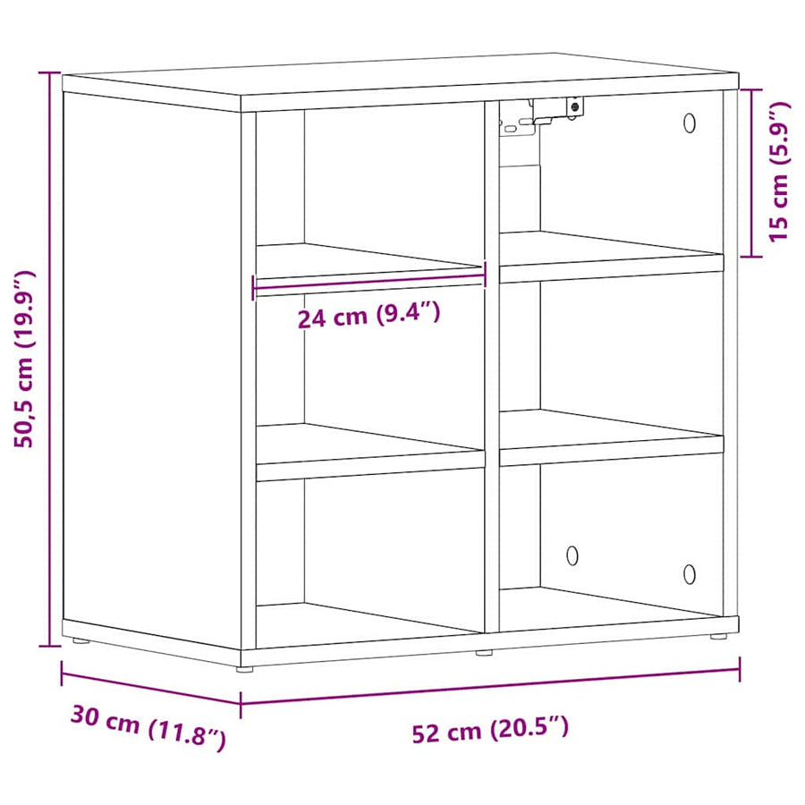 Schoenenkast 2 pcs Zwart Eiken 52 x 30 x 50,5 cm Bewerkt hout