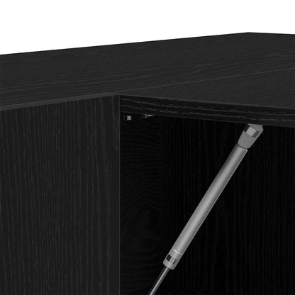 Hal Kast Met Plank Zwart Eiken 97,5 X 37 X 99 Cm Bewerkt Hout