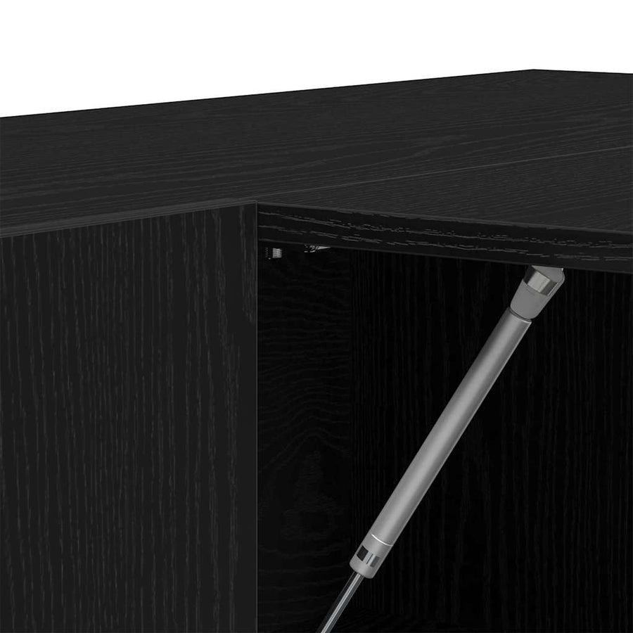 Hal Kast Met Plank Zwart Eiken 97,5 X 37 X 99 Cm Bewerkt Hout