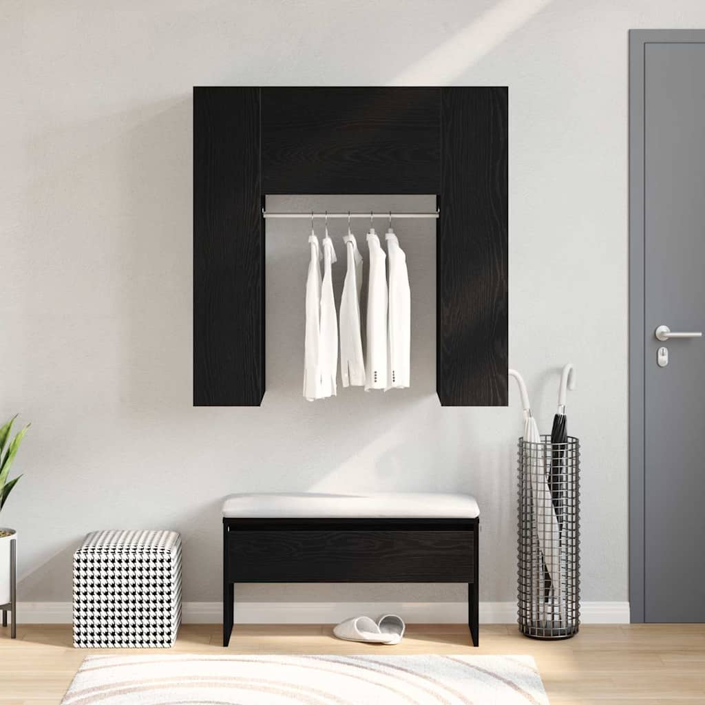 Hal Kast Met Plank Zwart Eiken 97,5 X 37 X 99 Cm Bewerkt Hout