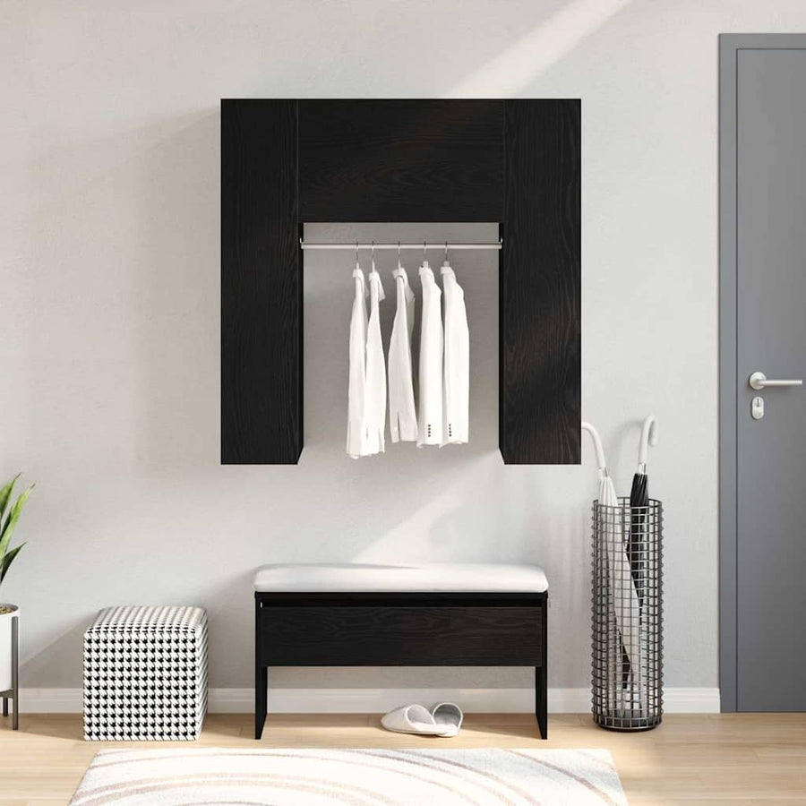 Hal Kast Met Plank Zwart Eiken 97,5 X 37 X 99 Cm Bewerkt Hout
