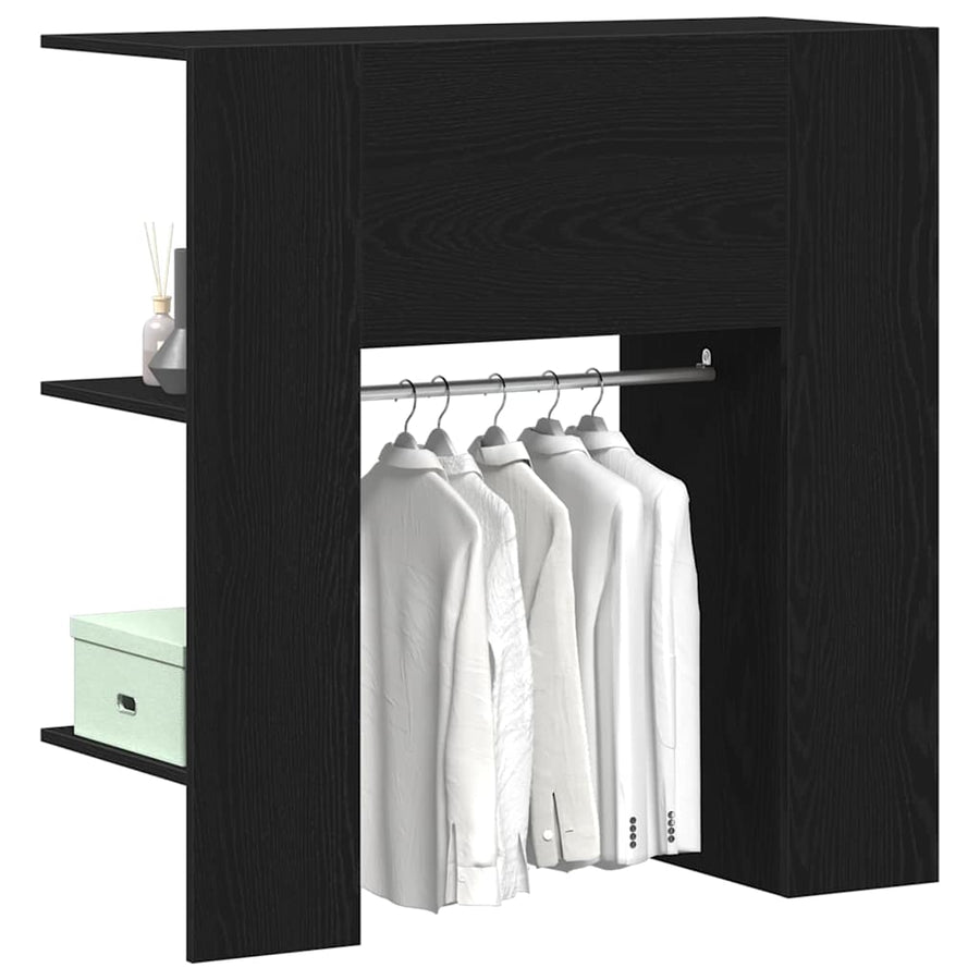 Hal Kast Met Plank Zwart Eiken 97,5 X 37 X 99 Cm Bewerkt Hout