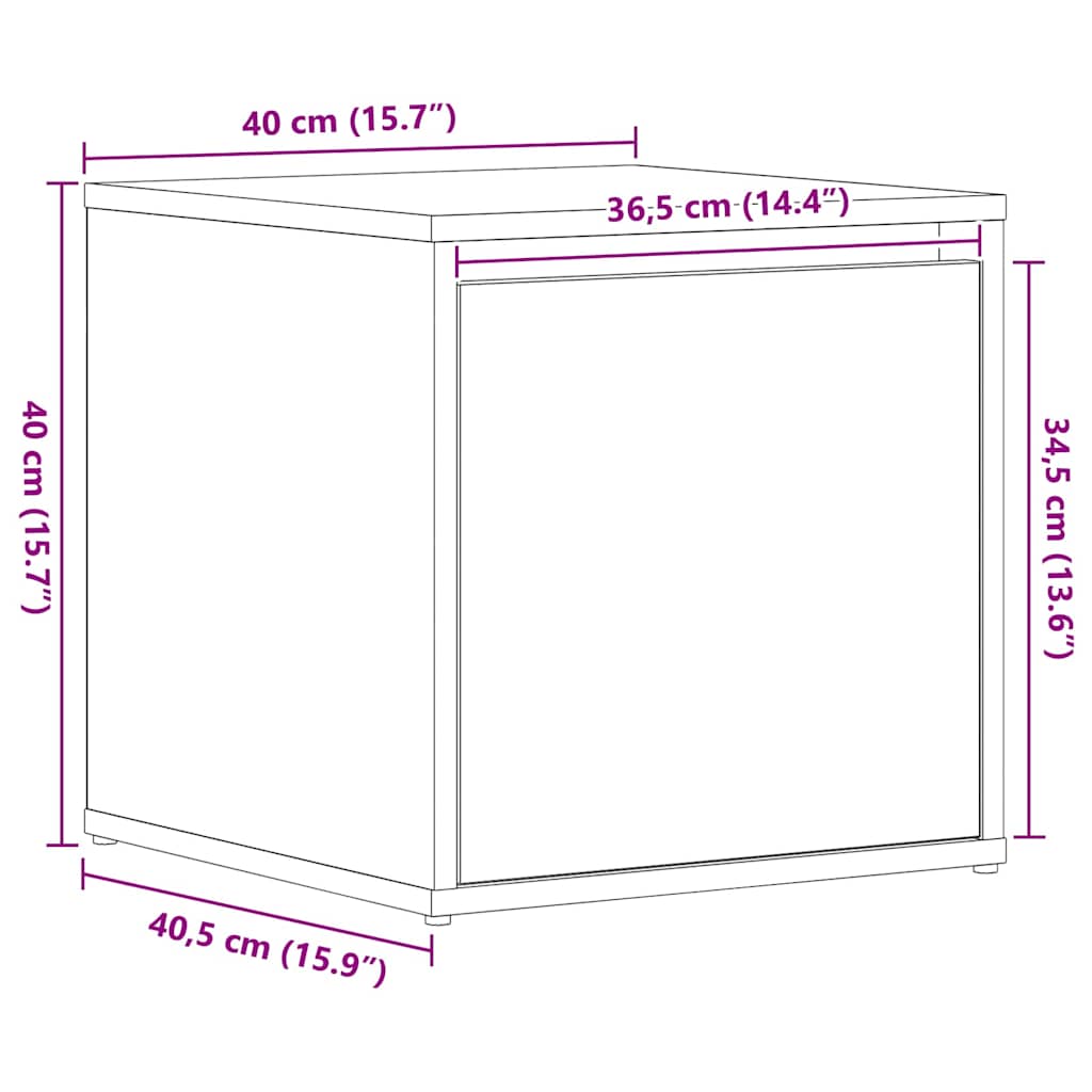 Ladekast met lade Zwart Eiken 40,5 x 40 x 40 cm Bewerkt hout