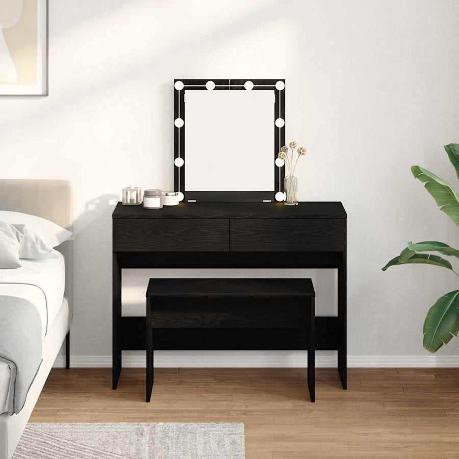 Kleedkamer Kruk Zwart eiken 70 x 35 x 45 cm Bewerkt hout