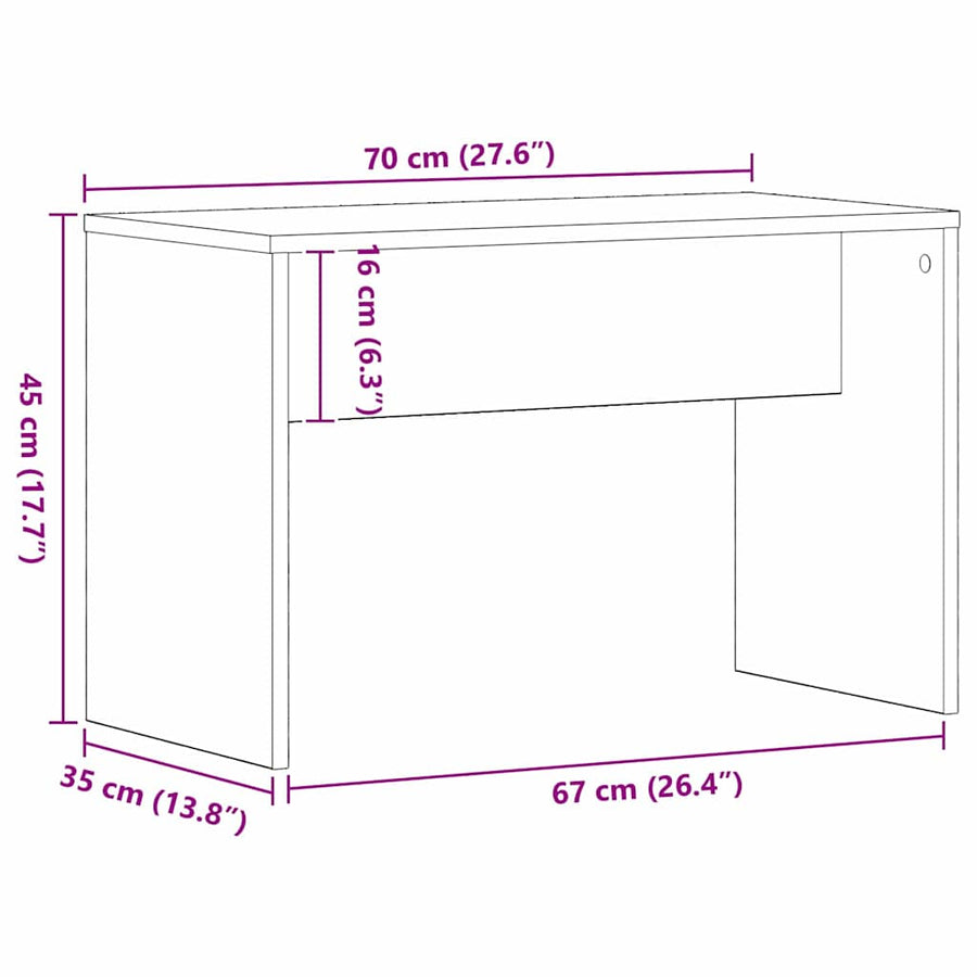 Kleedkamer Kruk Zwart eiken 70 x 35 x 45 cm Bewerkt hout