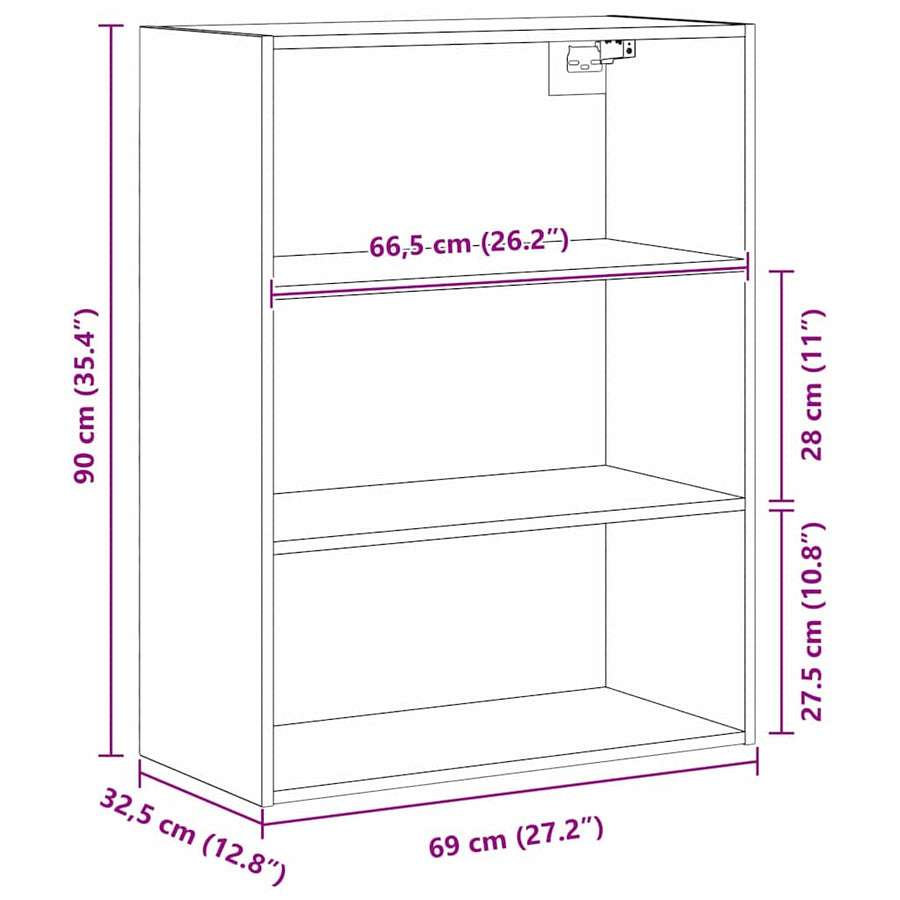 Buffettafel Zwart Eiken 69,5 x 32,5 x 90 cm Bewerkt hout