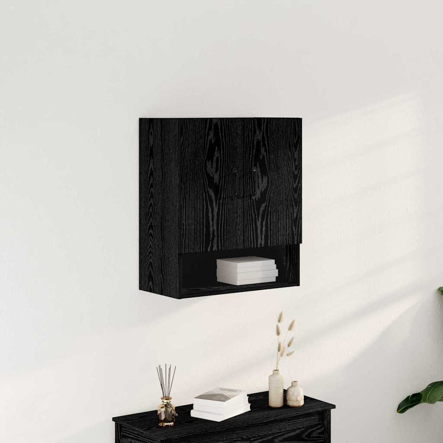 Wandkast Zwart Eiken 60 x 30 x 70 cm Bewerkt hout