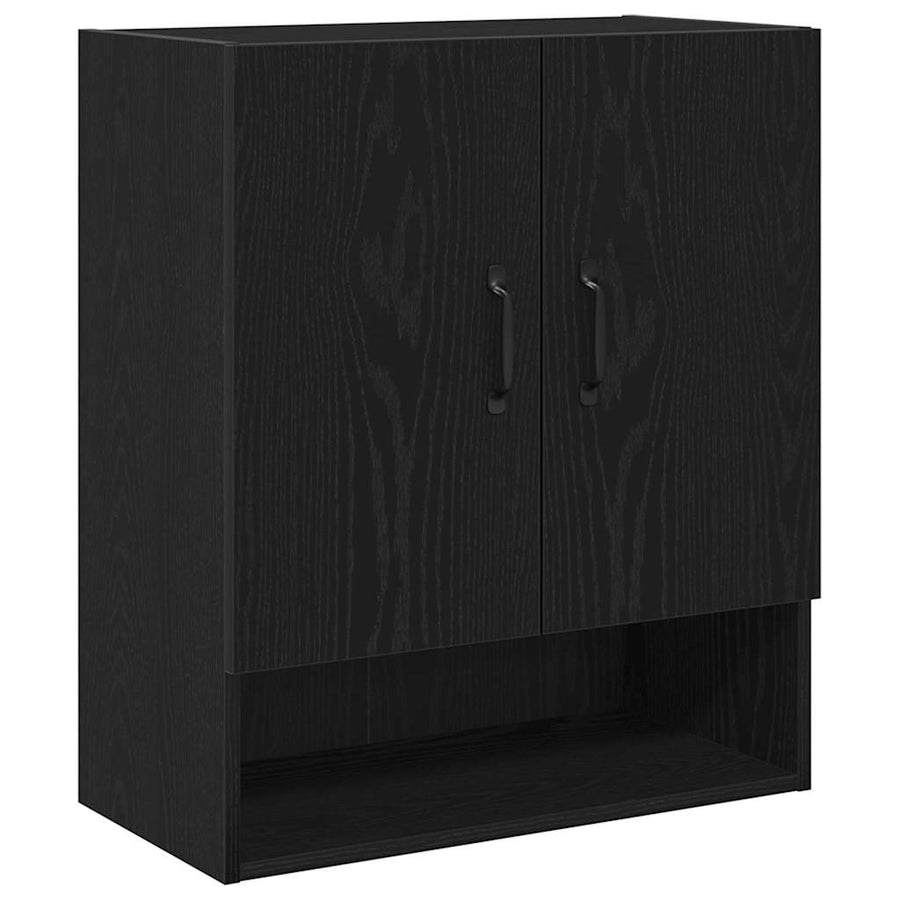 Wandkast Zwart Eiken 60 x 30 x 70 cm Bewerkt hout