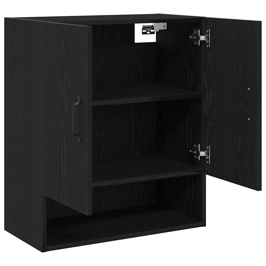 Wandkast Zwart Eiken 60 x 30 x 70 cm Bewerkt hout