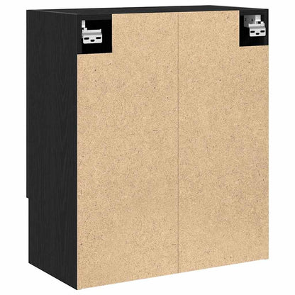 Wandkast Zwart Eiken 60 x 30 x 70 cm Bewerkt hout