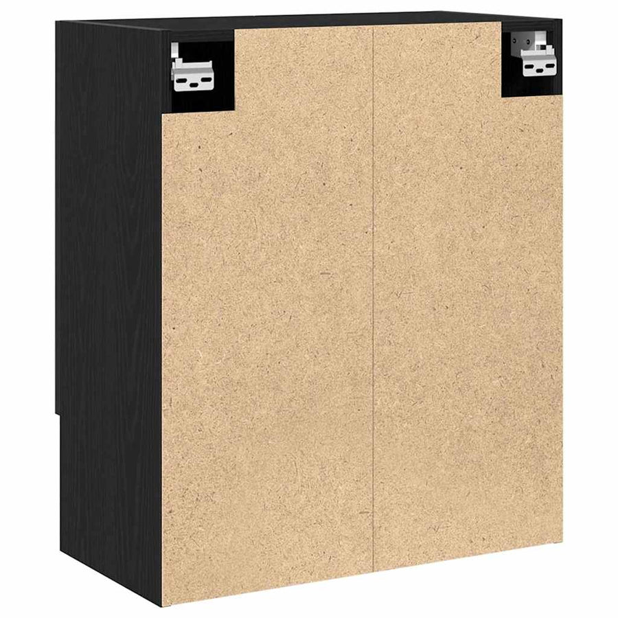 Wandkast Zwart Eiken 60 x 30 x 70 cm Bewerkt hout