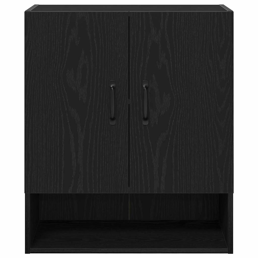 Wandkast Zwart Eiken 60 x 30 x 70 cm Bewerkt hout