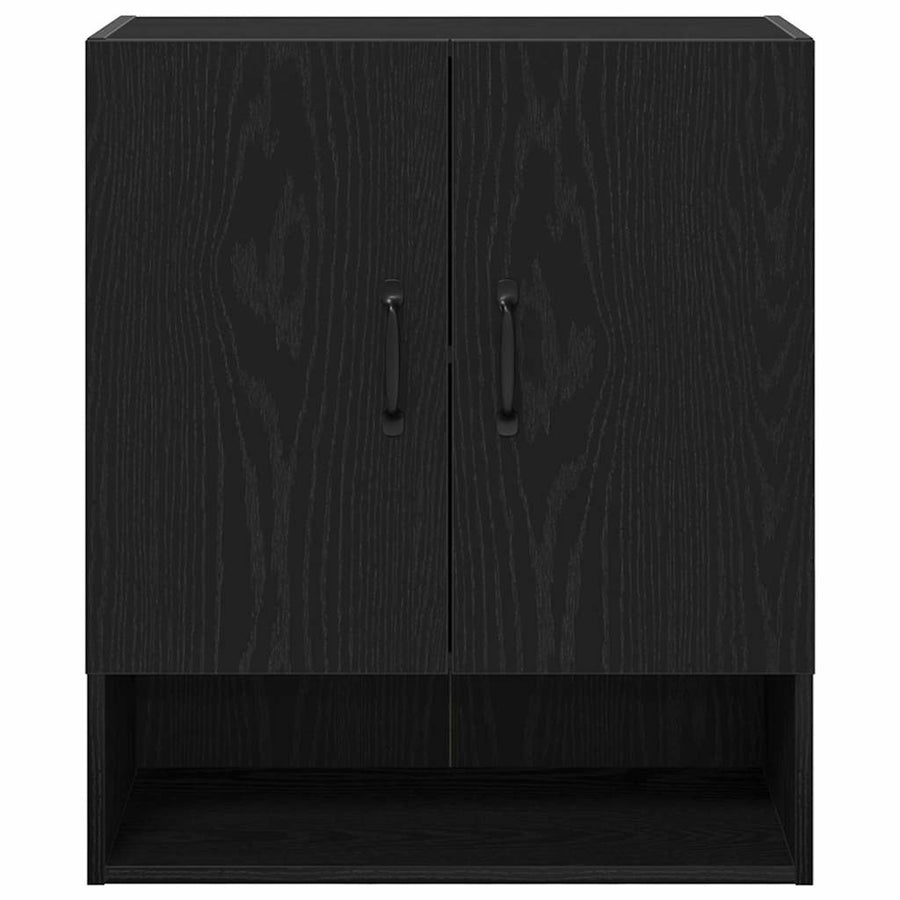 Wandkast Zwart Eiken 60 x 30 x 70 cm Bewerkt hout