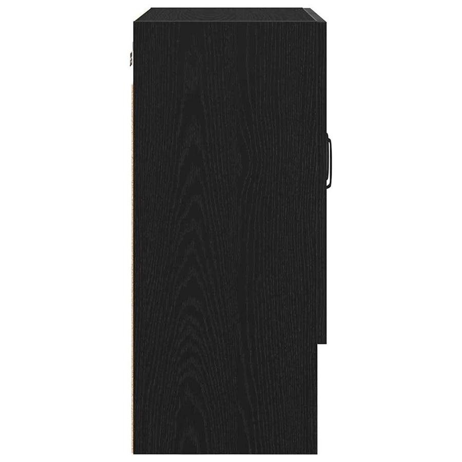 Wandkast Zwart Eiken 60 x 30 x 70 cm Bewerkt hout
