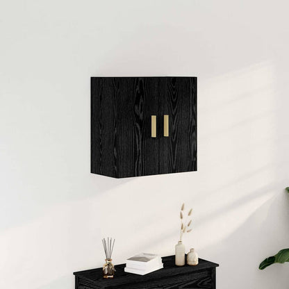 Wandkast Zwart Eiken 60 x 30 x 60 cm Bewerkt hout