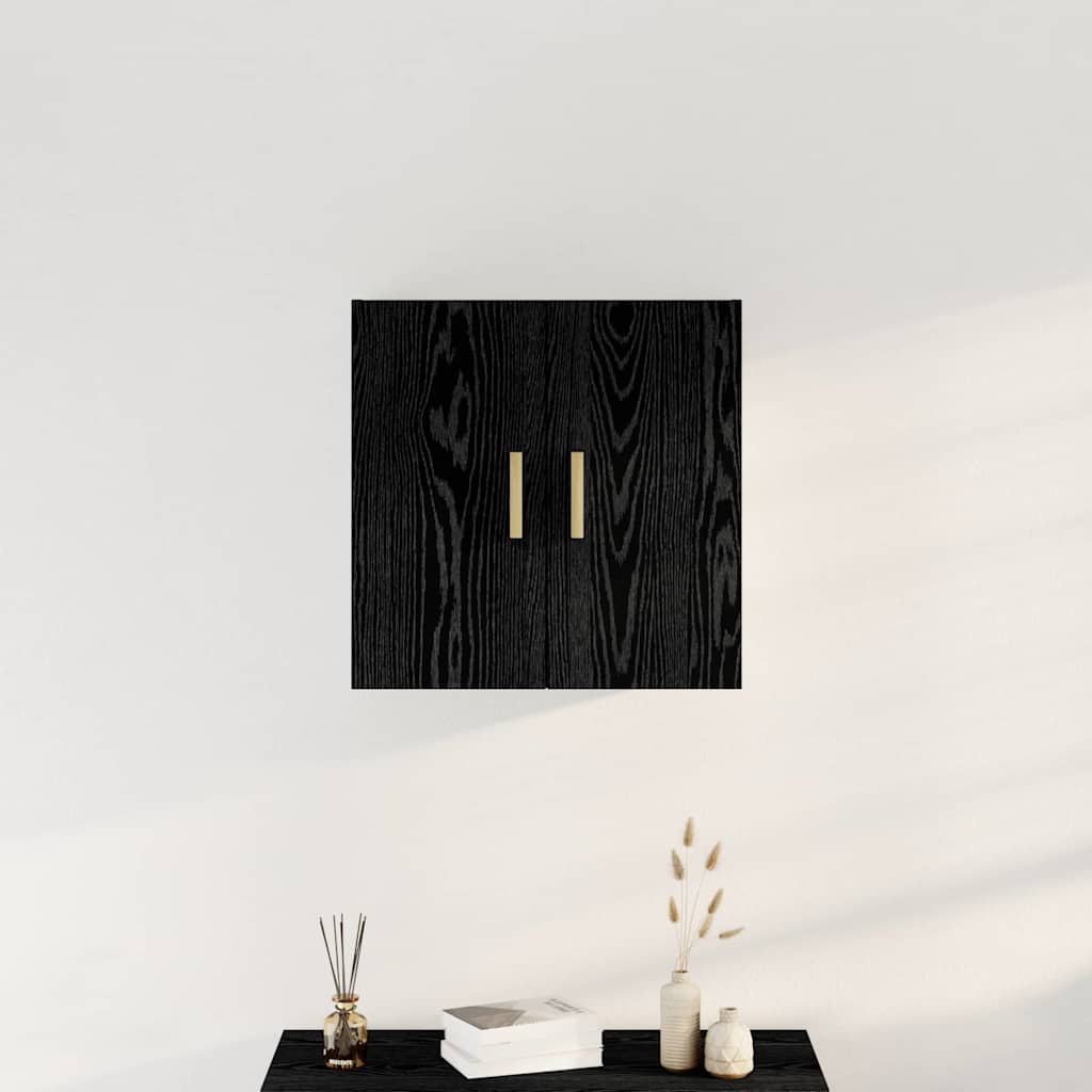 Wandkast Zwart Eiken 60 x 30 x 60 cm Bewerkt hout