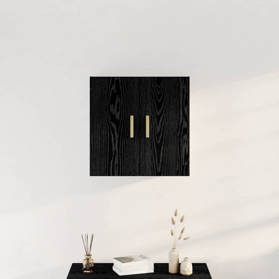 Wandkast Zwart Eiken 60 x 30 x 60 cm Bewerkt hout