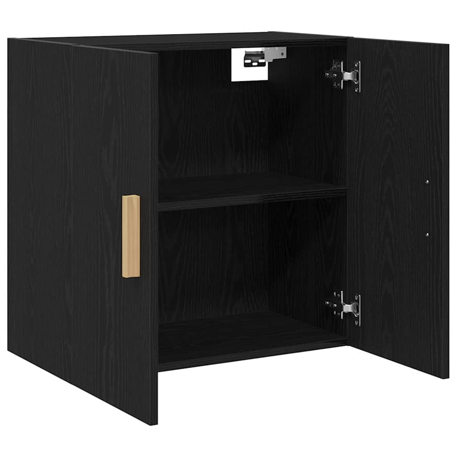 Wandkast Zwart Eiken 60 x 30 x 60 cm Bewerkt hout