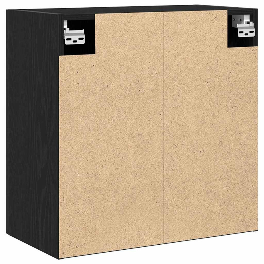 Wandkast Zwart Eiken 60 x 30 x 60 cm Bewerkt hout