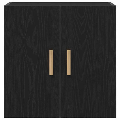 Wandkast Zwart Eiken 60 x 30 x 60 cm Bewerkt hout